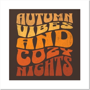 Autumn Vibes Groovy 70's Retro Textured Typography Design Posters and Art